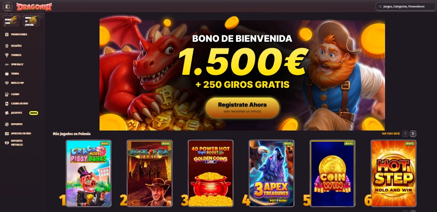 App de Casino Dragonia en dispositivo móvil