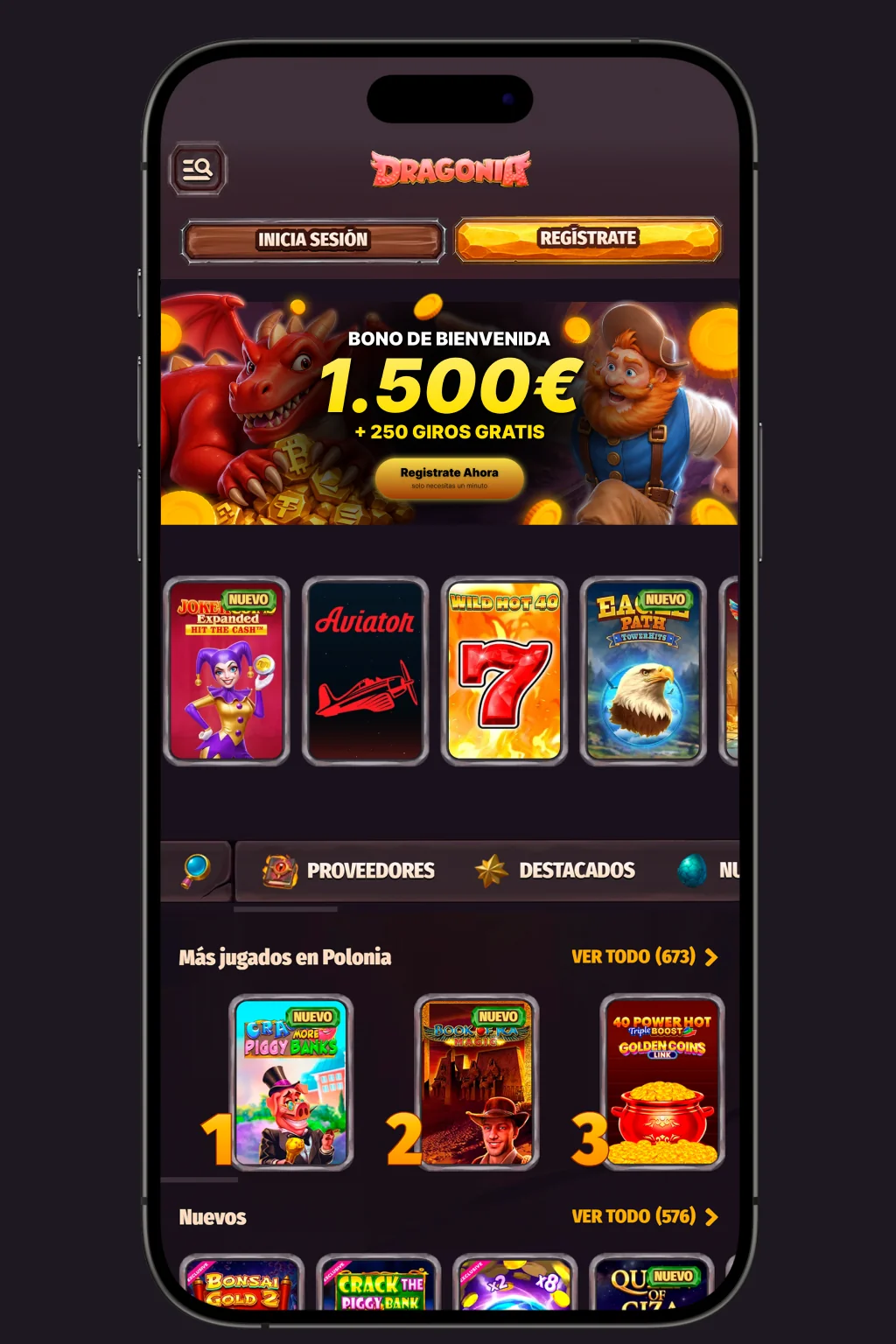 App móvil de Casino Dragonia