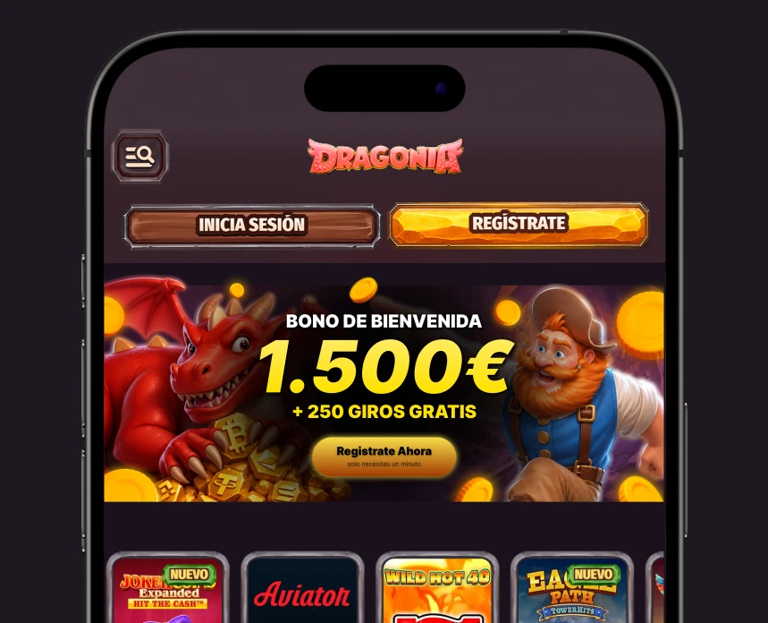 Banner de la app móvil Casino Dragonia